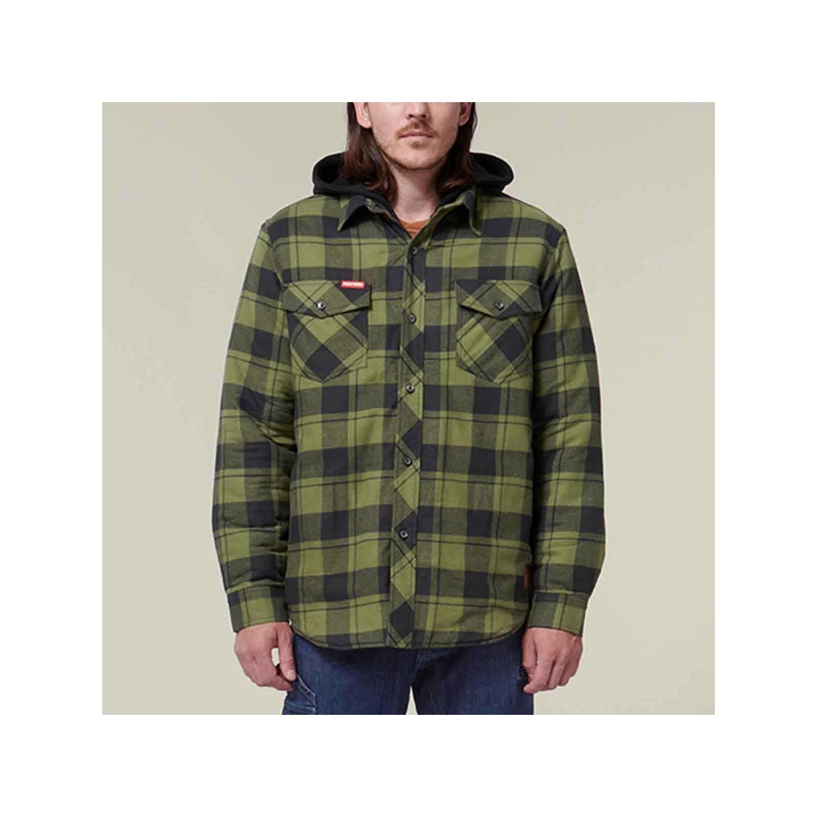 Hard Yakka Quilted Flannel Shacket Fern