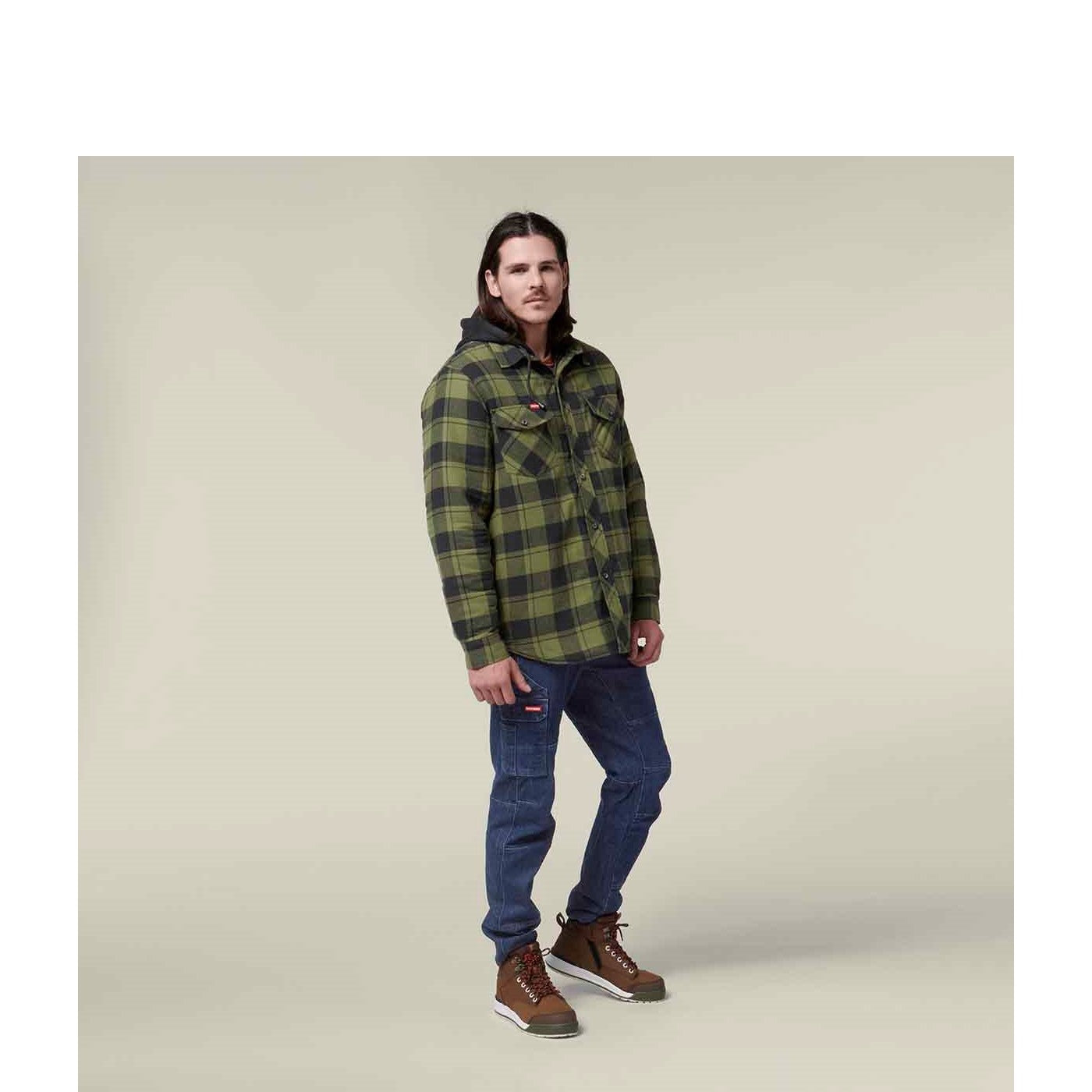 Hard Yakka Quilted Flannel Shacket Fern