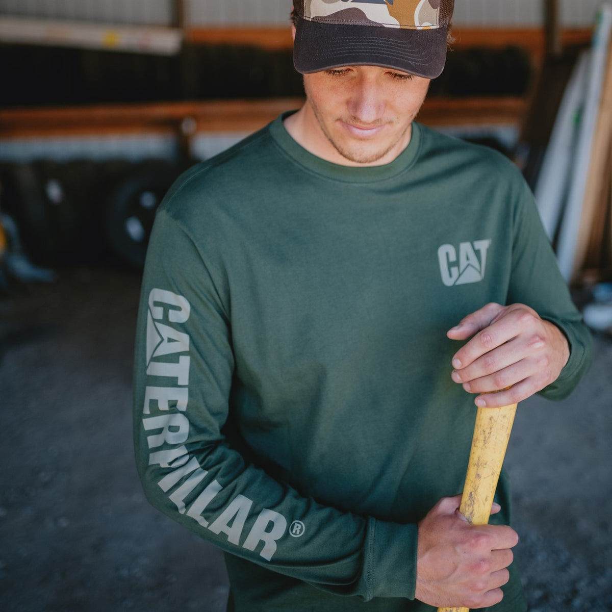 Cat Trademark Banner Long Sleeve T-Shirt Forest Green