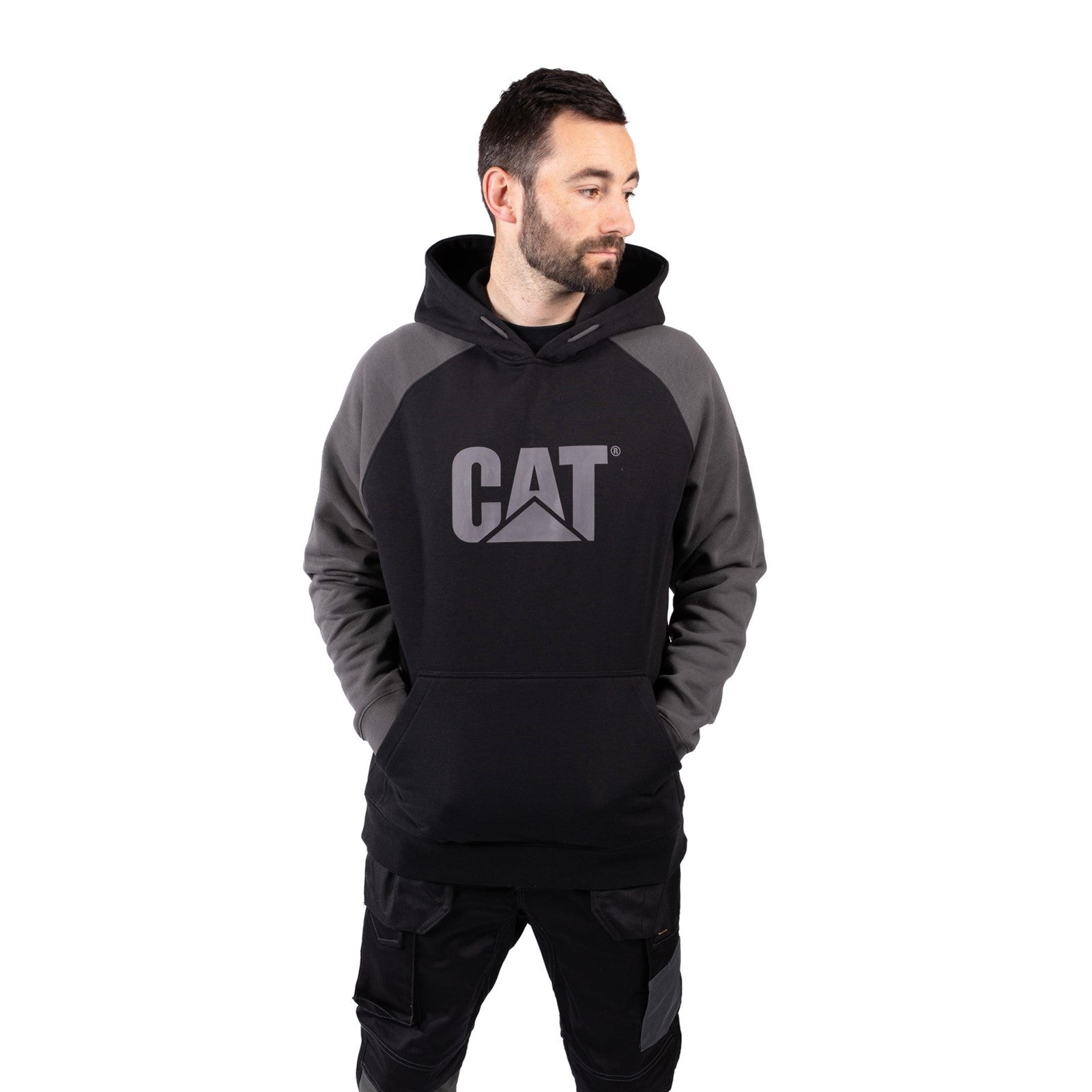 Caterpillar Raglan Hooded Sweatshirt  Black/Magnet