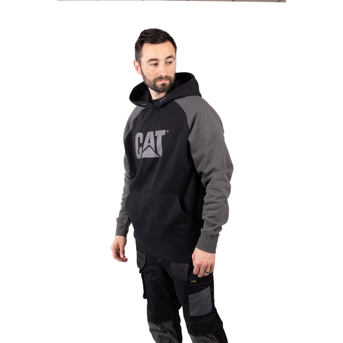 Caterpillar Raglan Hooded Sweatshirt  Black/Magnet