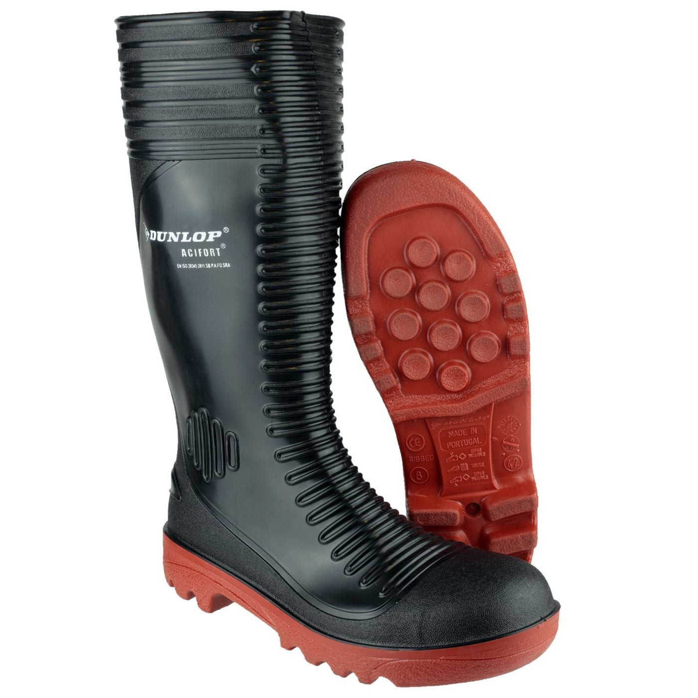 Dunlop Acifort Ribbed Full Safety Wellington SB Black