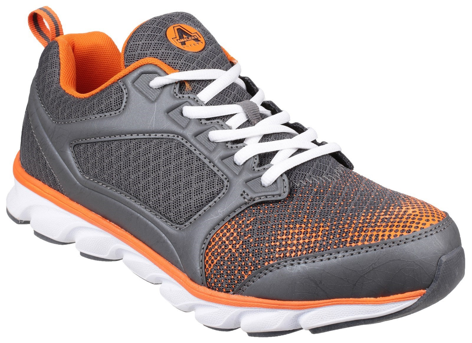 Amblers Safety AS707 Lightweight Non Leather Safety Trainer S1 Grey/Orange