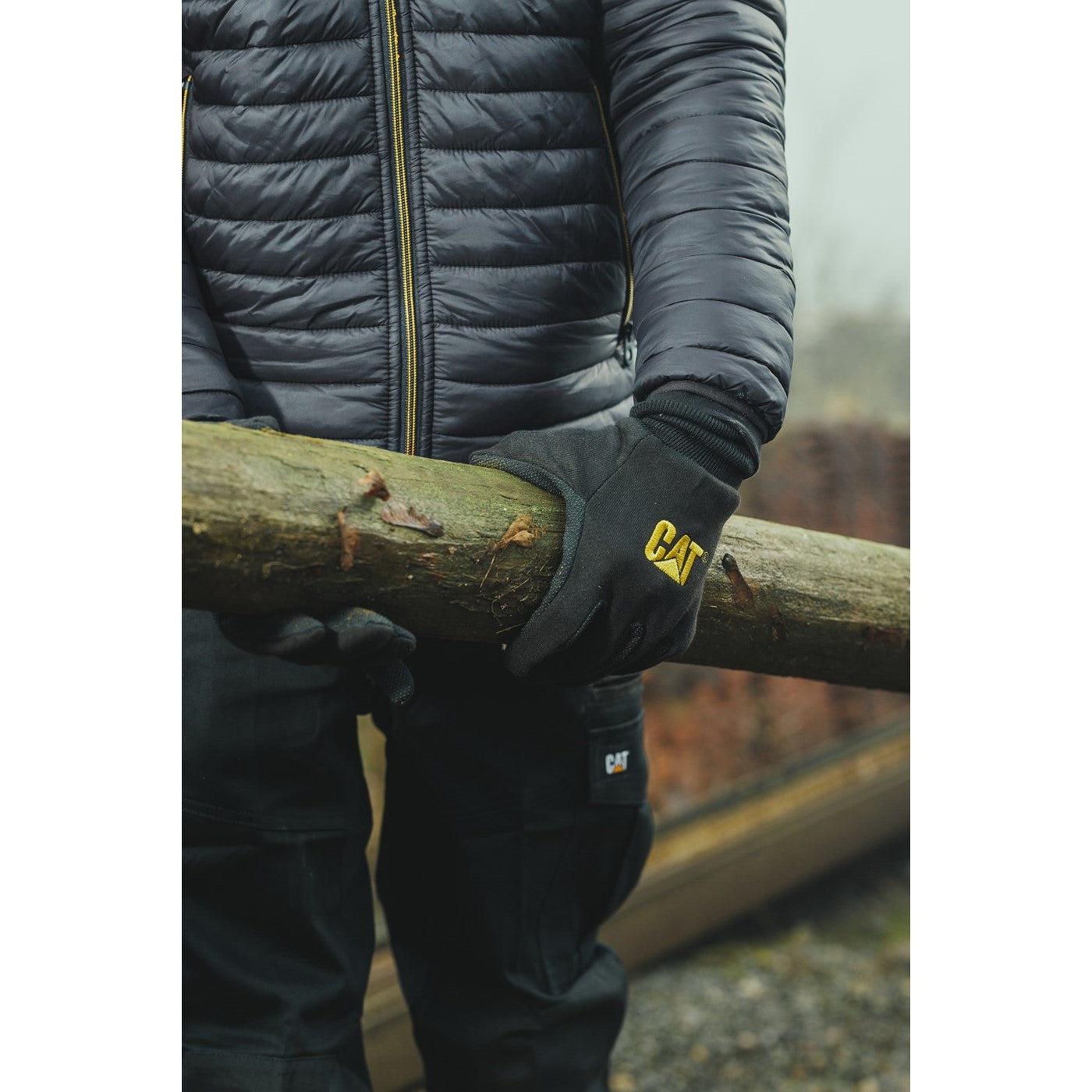 Caterpillar Jersey Dotted Glove Black