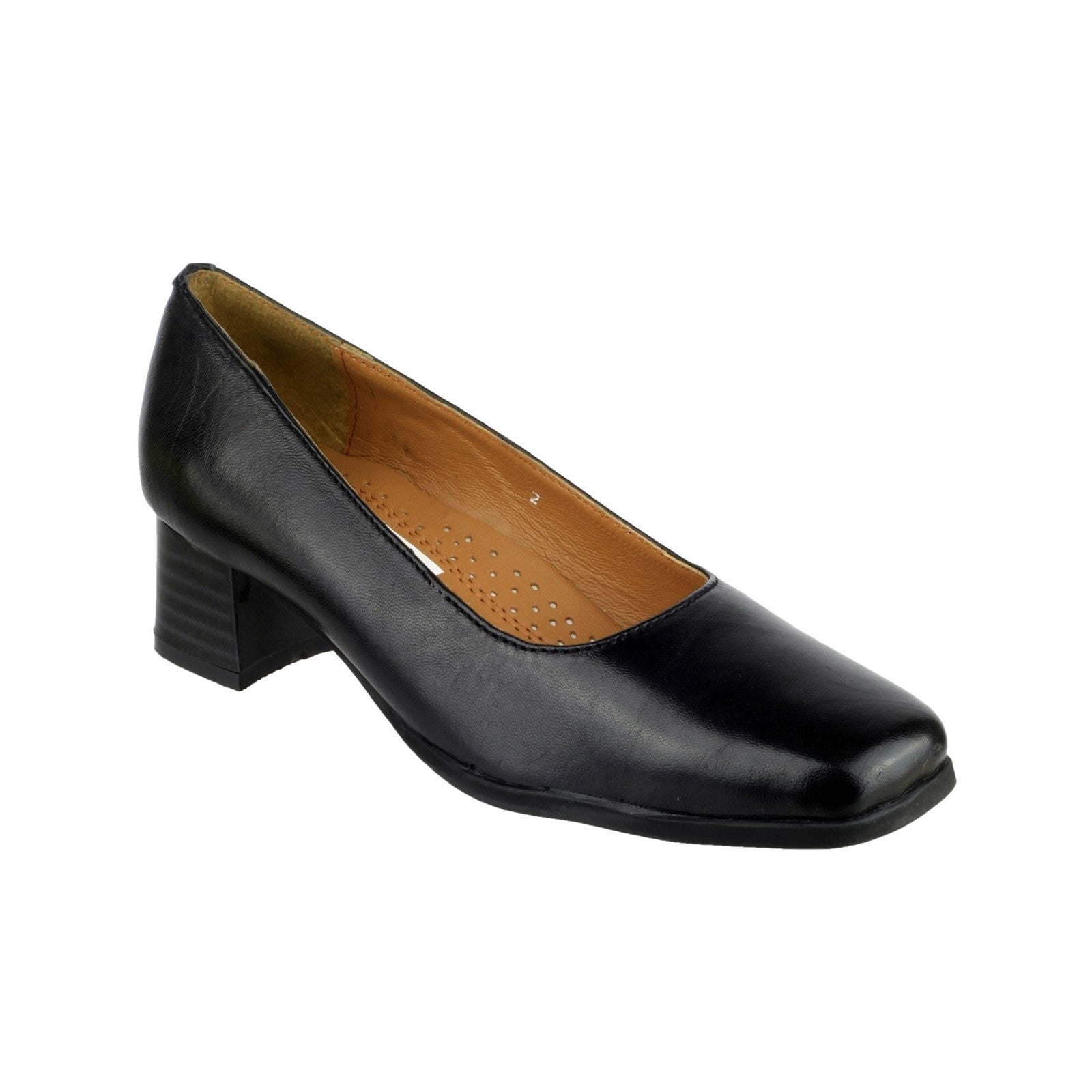 Amblers Walford Ladies Leather Court  Black