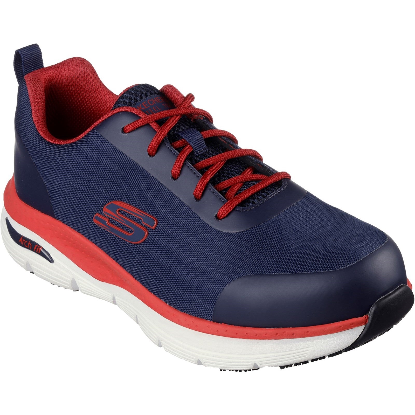 Skechers Workwear Arch Fit Sr Ringstap Safety Trainer S3 Navy/Red