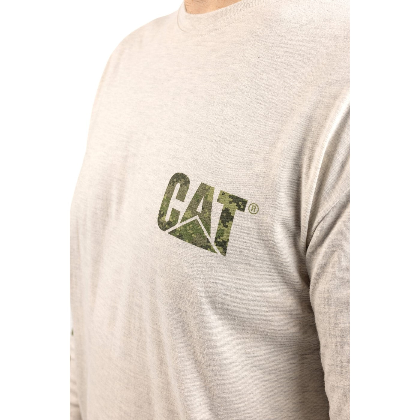 Caterpillar Trademark Banner Long Sleeve T-Shirt  Cream Heather