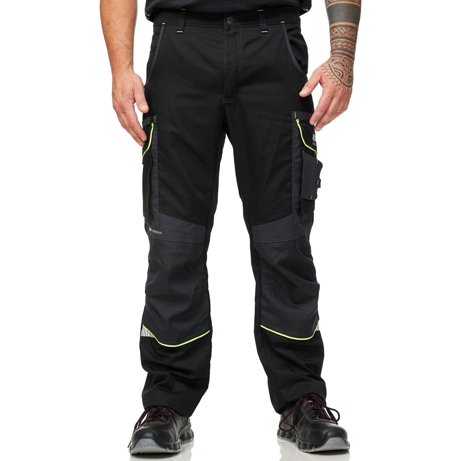 Puma Workwear Precision X Work Trousers  Black/Neon