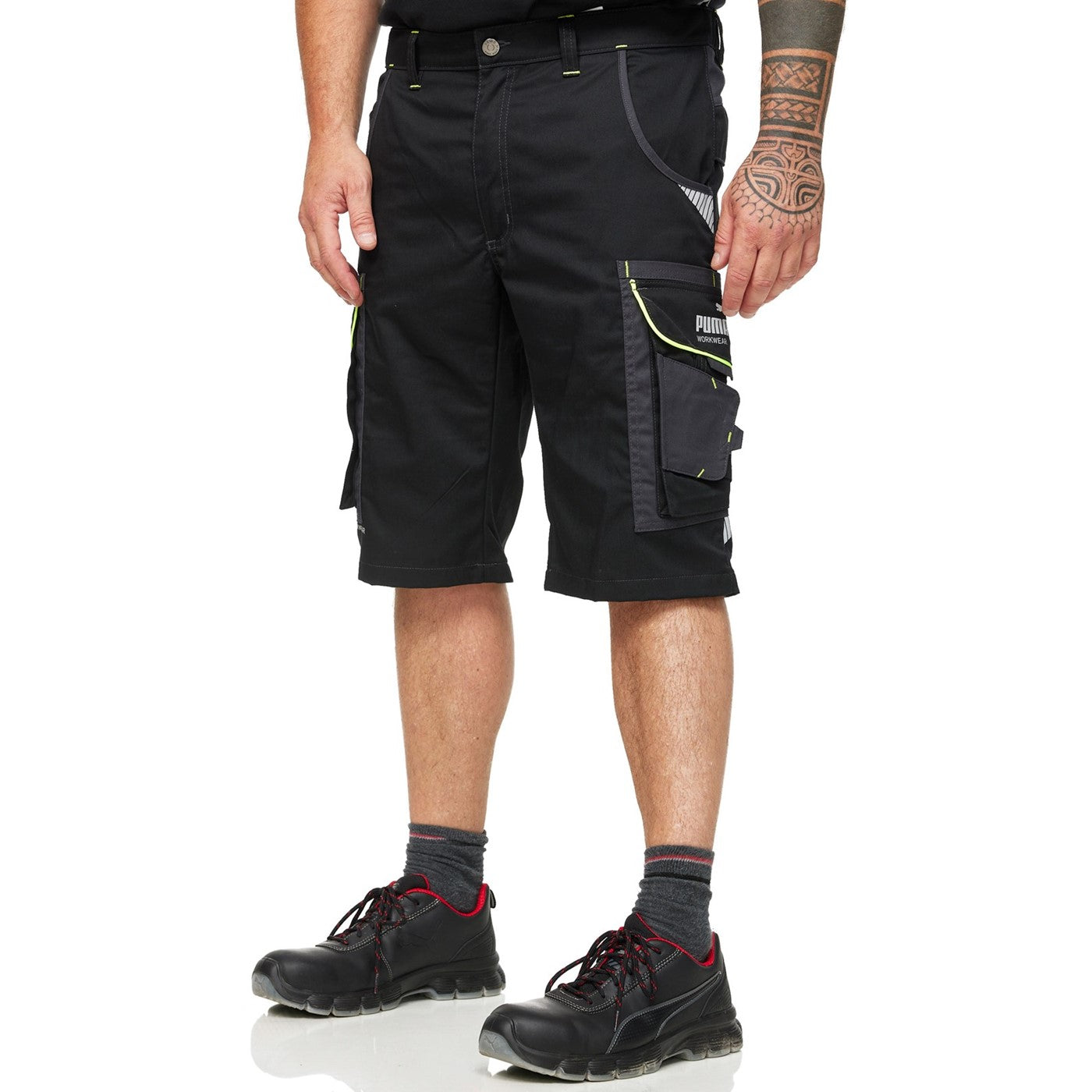 Puma Workwear Precision X Work Shorts  Black/Neon