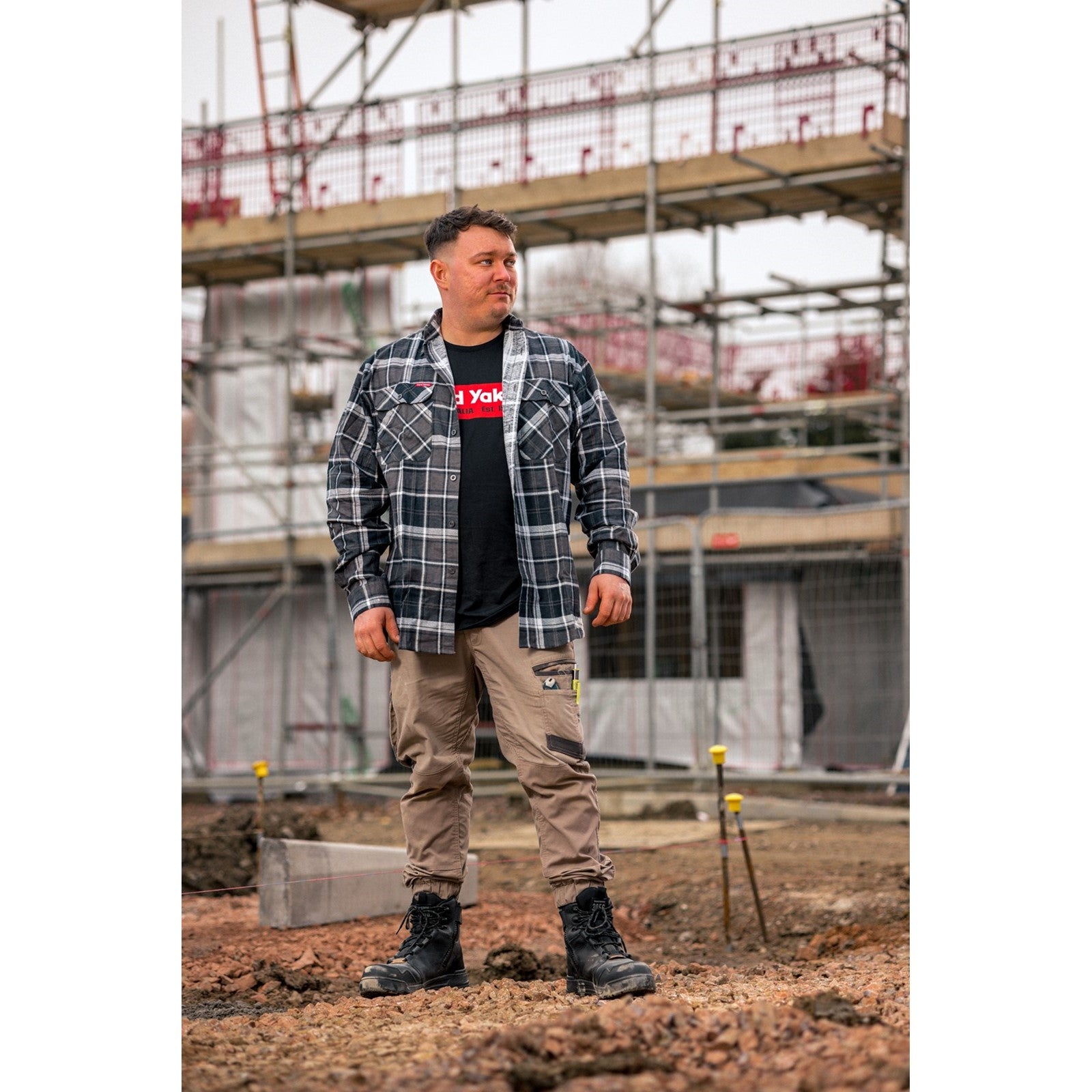 Hard Yakka Core Flannel Shirt  Charcoal