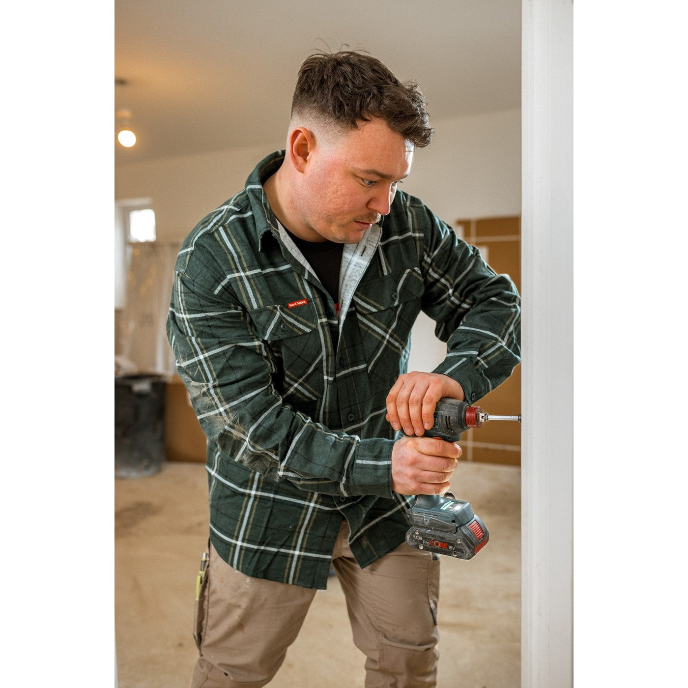 Hard Yakka Core Flannel Shirt  Green