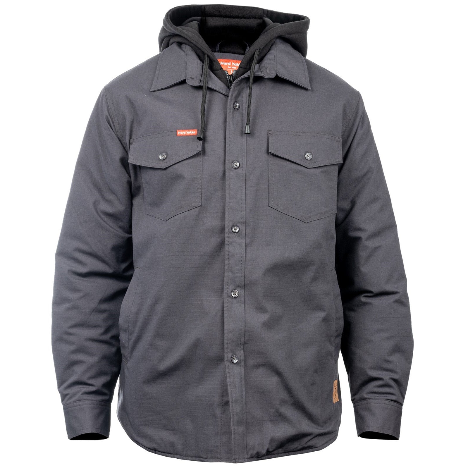 Hard Yakka Quilted Solid Shacket  Charcoal
