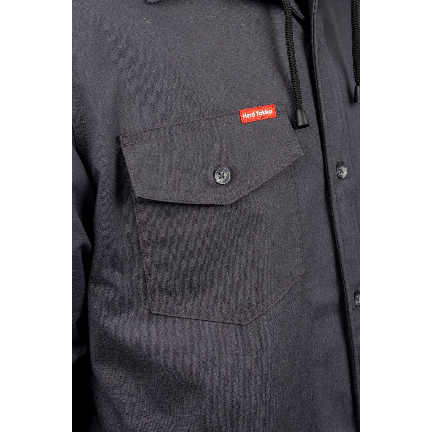 Hard Yakka Quilted Solid Shacket  Charcoal