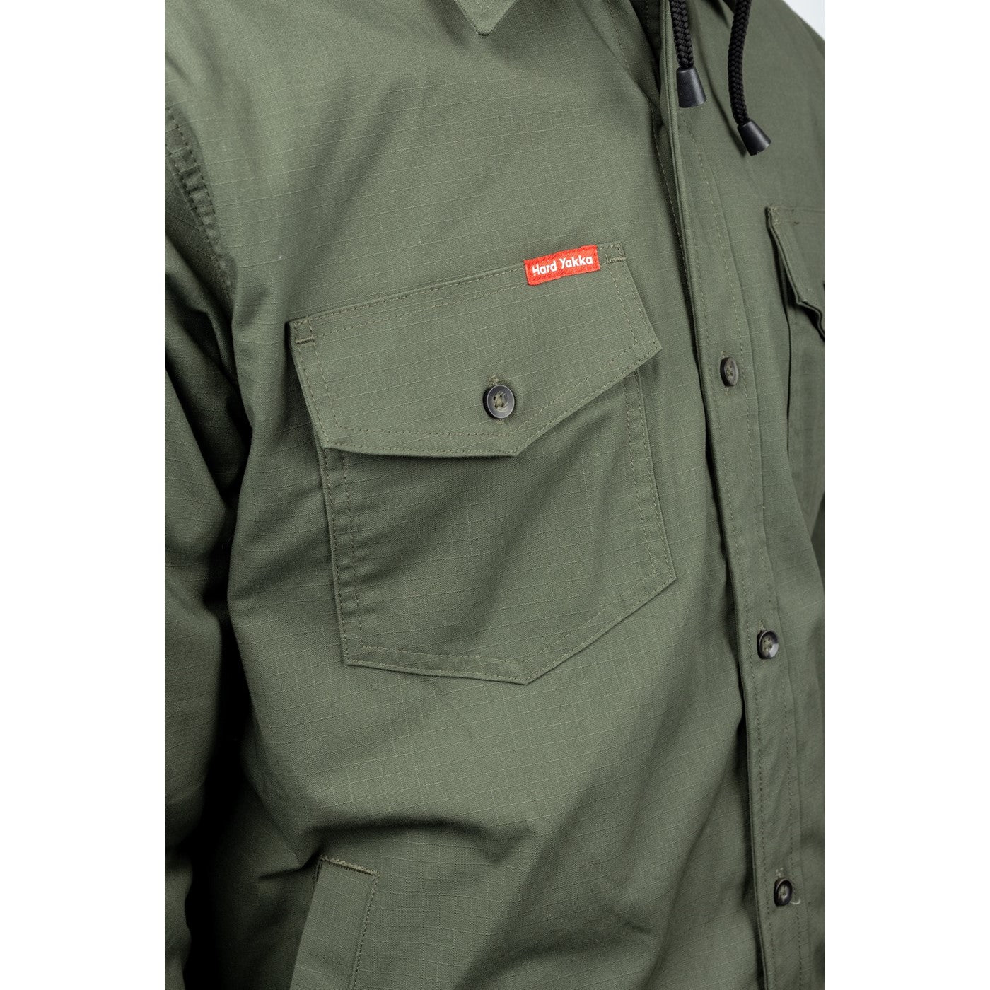 Hard Yakka Quilted Solid Shacket  Military Green