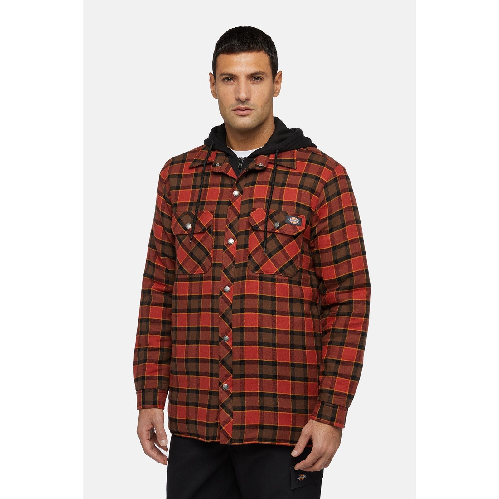 Dickies Fleece Hooded Flannel Shirt  Red Ochre