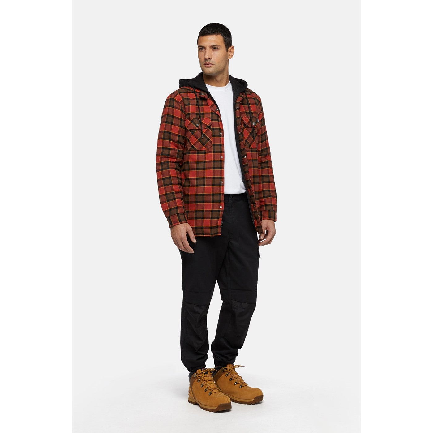 Dickies Fleece Hooded Flannel Shirt  Red Ochre
