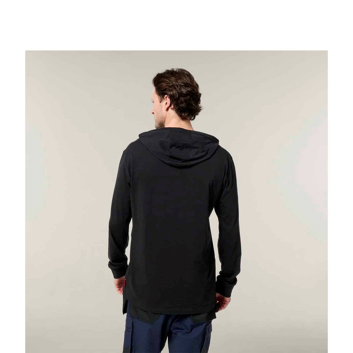 Hard Yakka Hooded Long Sleeve Tee  Black