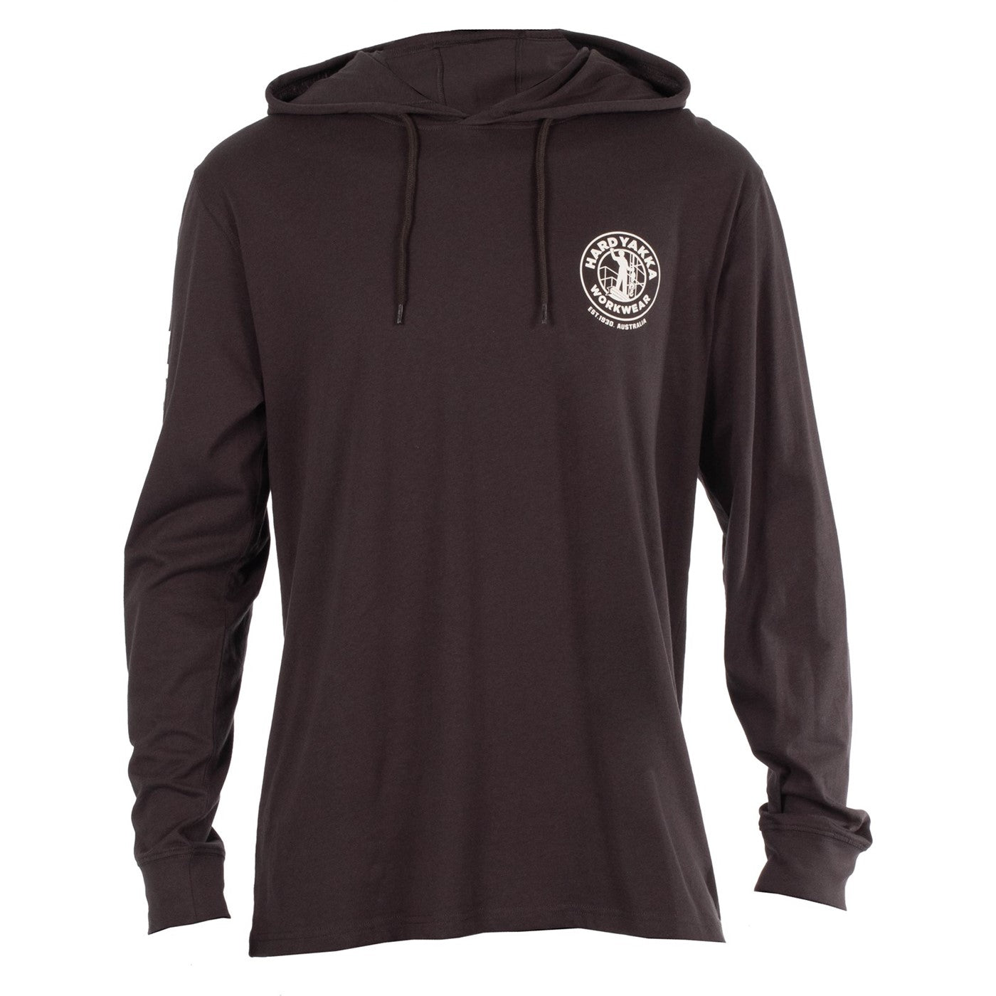 Hard Yakka Hooded Long Sleeve Tee  Charcoal
