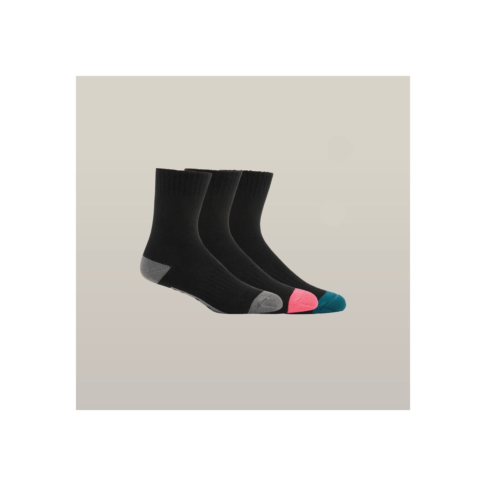 Hard Yakka Women's Core Bamboo Rich Padded Crew Sock - 3 Pack  Multicoloured