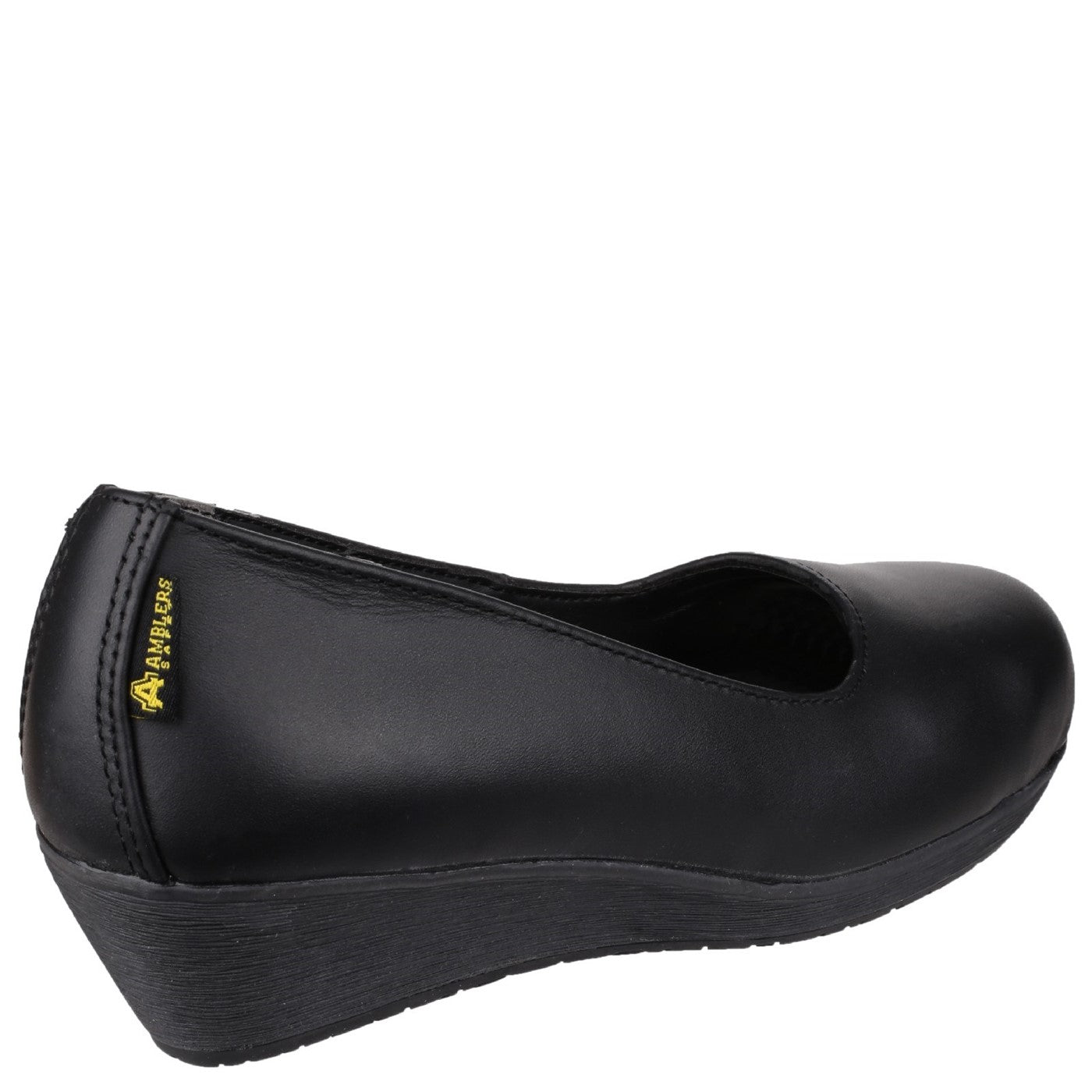 Amblers Safety FS107 Antibacterial Memory Foam Slip on Wedged Safety Court Shoe SB Black