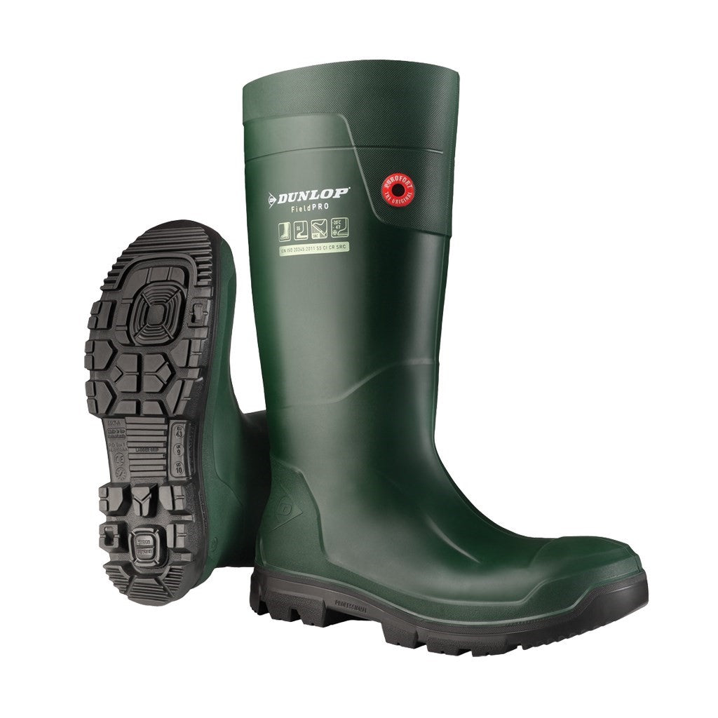 Dunlop FieldPro Full Safety Wellington S5 Green