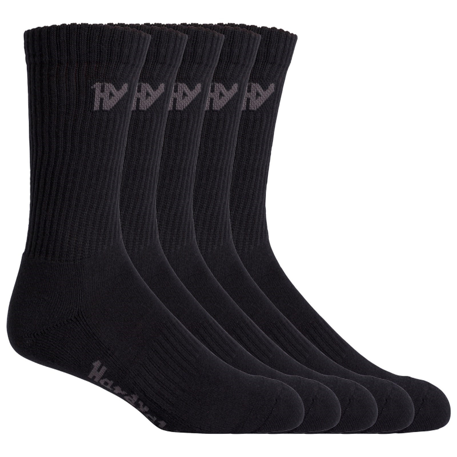 Hard Yakka Crew Five Pack Worksock  Black