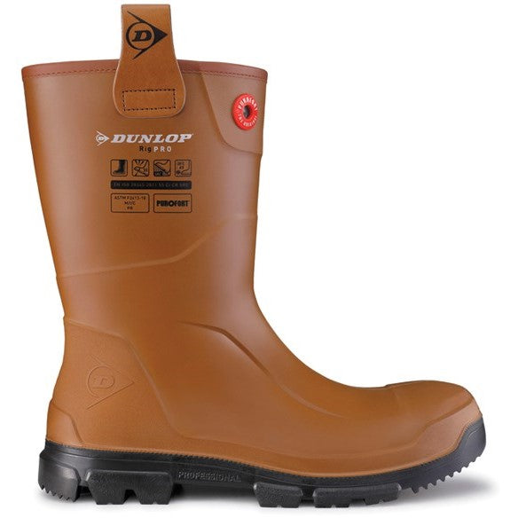 Dunlop Purofort RigPRO Full Safety Fur lining Wellington S5 Brown/Black