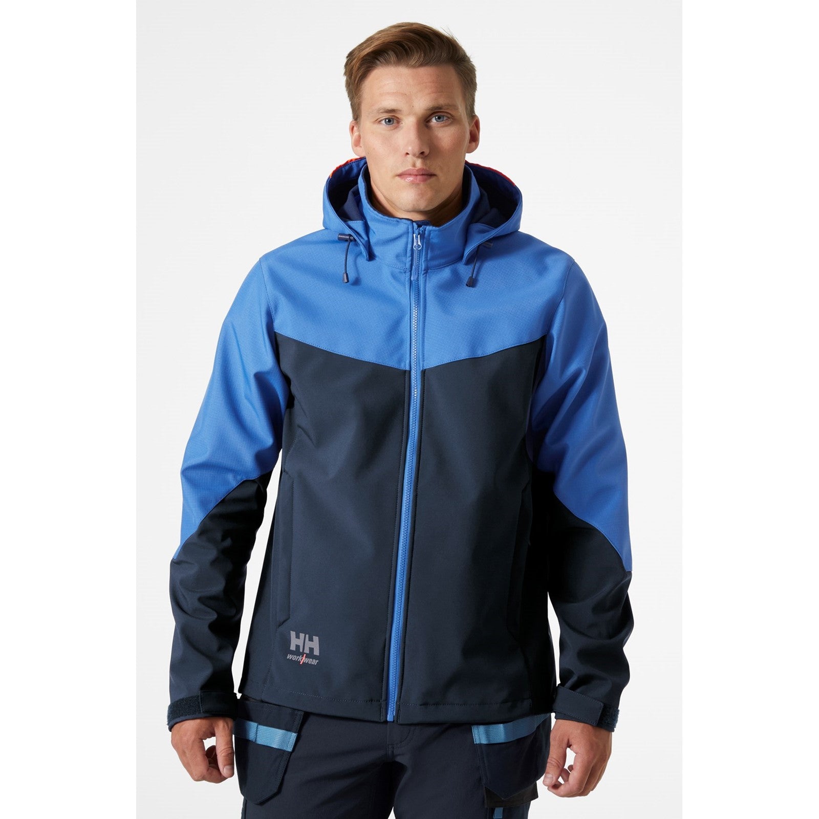 Helly Hansen Workwear Oxford Hooded Softshell Jacket  Navy/Stone Blue