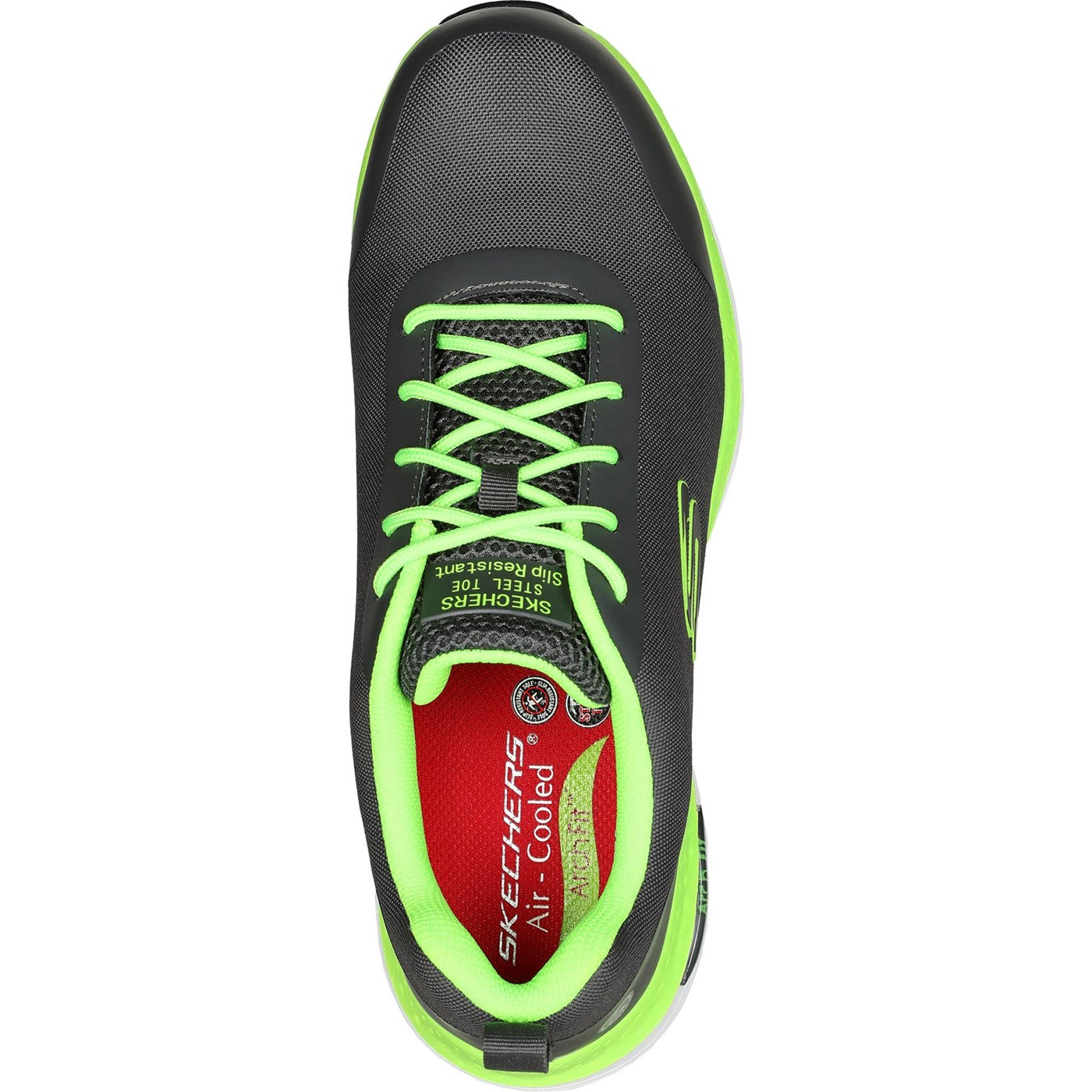Skechers Workwear Arch Fit Sr Ringstap Safety Trainer S3 Charcoal/Lime