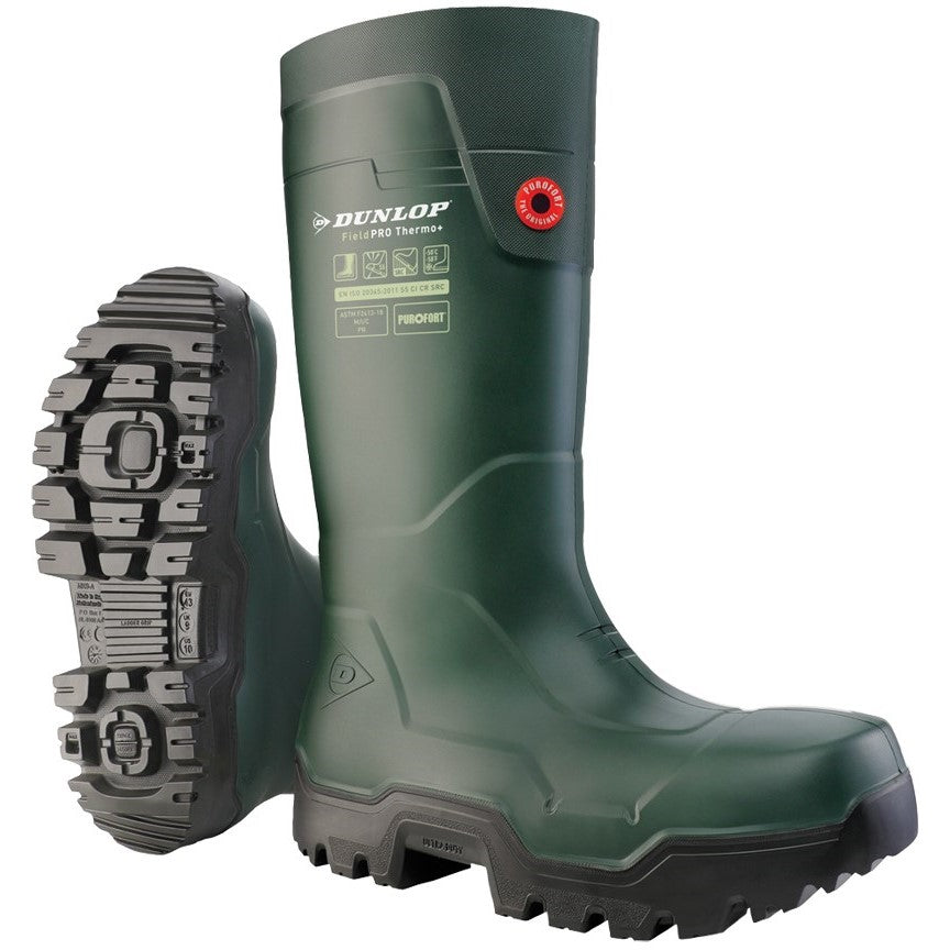 Dunlop FIELDPRO THERMO+ Safety Wellington S5L Green